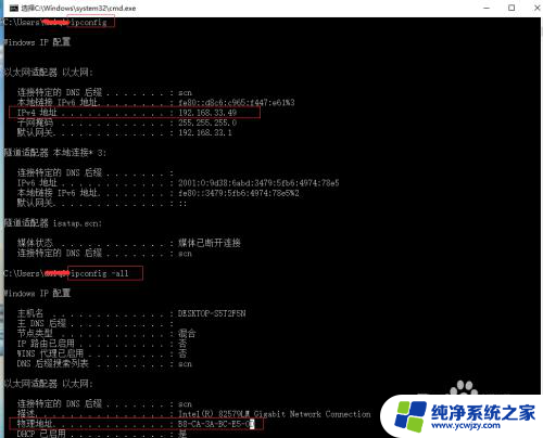 win10电脑cmd中ipconfig,没有ip配置