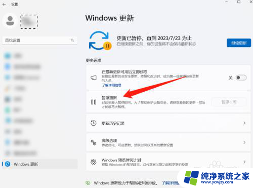 推迟更新win11 Win11如何手动暂停Windows更新