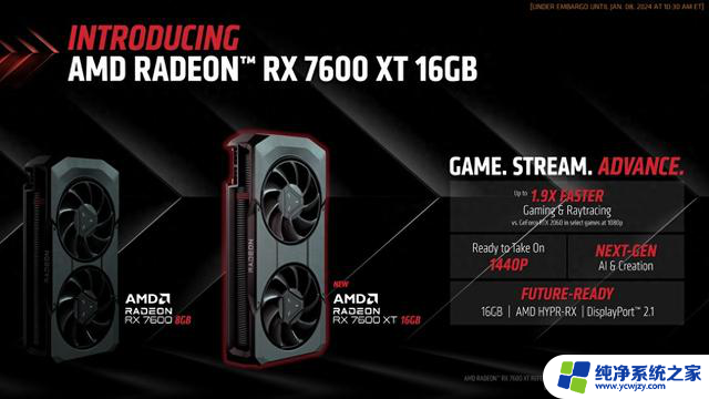 AMD发布Radeon RX 7600 XT 16GB显卡，1月24日上市，售价324美元