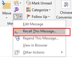 outlook撤回邮件英文版 Outlook 2016英文版如何撤回已发送的电子邮件