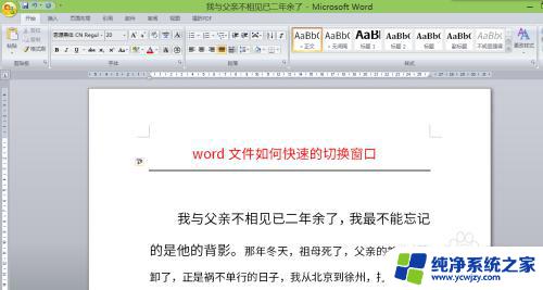 word切换窗口选项卡 word文件如何实现快速切换窗口