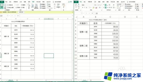 2个excel表格数据对比差异 快速比对excel表格中数据差异的方法